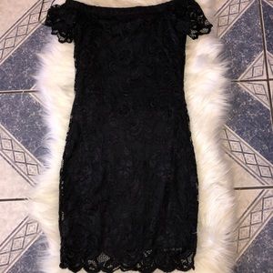 Black Lace Off the Shoulder Dress